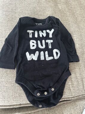The Children's Place Black Long-Sleeve 'Tiny But Wild' Baby One-Piece